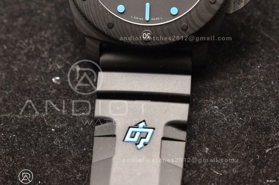 Clone VSF on Markers Blue 47mm Strap PAM1616 Carbotech Best Dial P.9010 Rubber Edition Black 0515